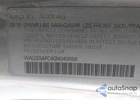 2016 Audi A7 3.0T Premium Plus z USA, uszkodzony, nr VIN WAU2GAFC4GN040099